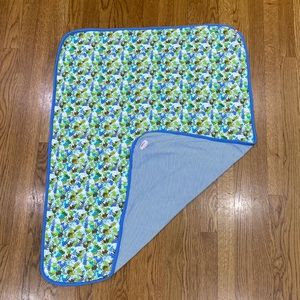 Zutano Baby Reversible Dinosaur Stripes Baby Blanket 100% Cotton 36x30